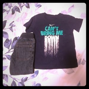 The Nike tee and Gymboree jean